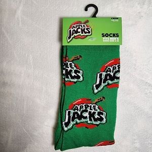 Kellogg's Apple Jacks Socks One Pair Green Novelty Crew Womens Size 7.5 - 13 NWT